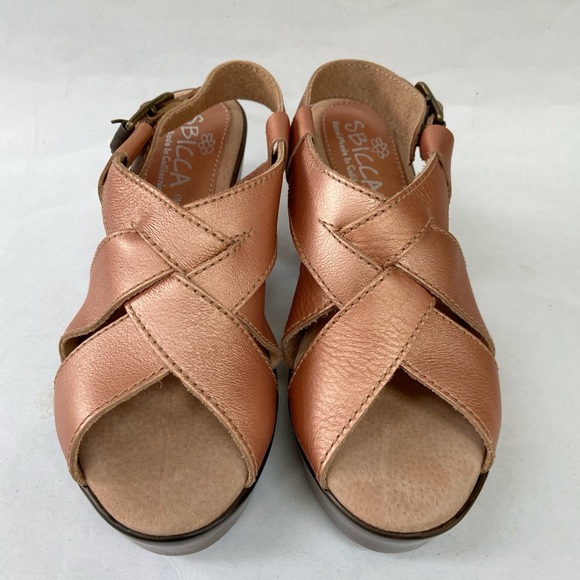 SBICCA Daytons Platform Leather Sandals in Metallic Coral Size 9M New - Picture 5 of 10